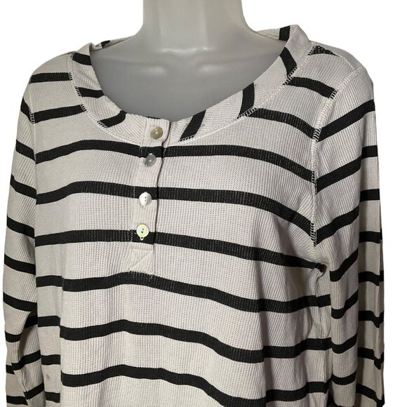 Chaser Women's Striped Henley Long Sleeve Top Size S - Picture 5 of 7